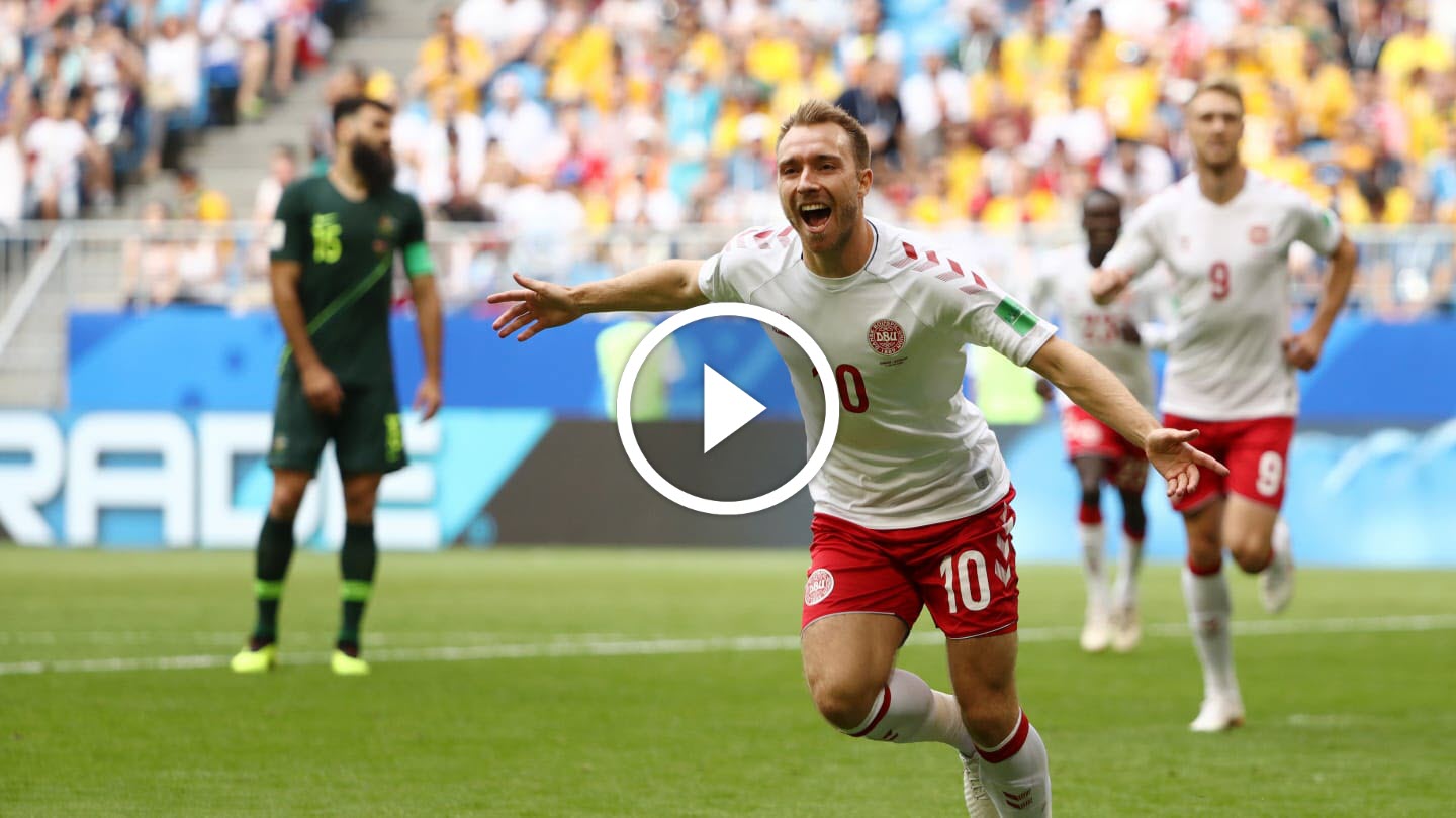 هدف كريستيان إريكسن الرائع لمنتخب الدنمارك فى مرمى استراليا